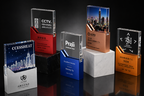 Mixed Base Geometric Acrylic Award Set - custom acrylic awards with your logo